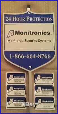 1 AUTHENTIC MONITRONlCS Security Yard Sign & 6 Security Decal Stickers For