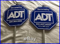 2 NEW ADT Lawn Sign's + 6 Burglar Alarm Sticker Door Window Home Security