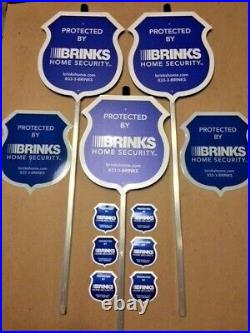 3-Reflective Brinks Security Yard Signs + 6 Door/Window 2-sided Decals NEW