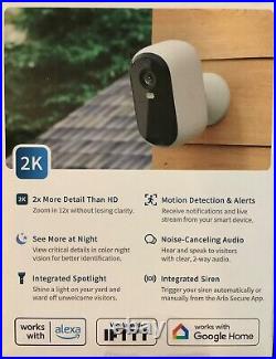 6 Arlo Essential In/ Outdoor Wireless Security 2nd Gen Spotlight Camera Sealed