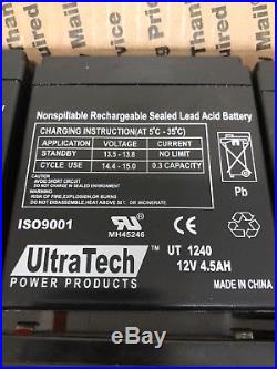 ALARM SECURITY BATTERIES LOT OF 12 ULTRATECH 12V 4AH Recharge ADT DSC HONEYWELL