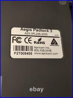 Apricorn Aegis Padlock DT 256-bit AES XTS Encryption 2TB USB 3.0 ADT 3PL256-2000