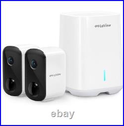 LaView 3MP Wireless Camera for Home/Outdoor Security (2 Pack), 2K White