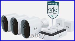 New Arlo Pro 4 2k Spotlight Camera Security Bundle WireFree 3 Camera set White