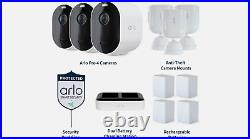 New Arlo Pro 4 2k Spotlight Camera Security Bundle WireFree 3 Camera set White