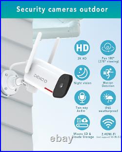 Outdoor Security Camera DEKCO 1080P Pan Rotating 180° Wired Wifi Cameras For