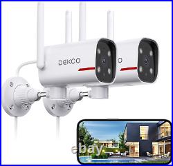 Outdoor Security Camera DEKCO 2K Pan Rotating 180° Wired Wifi Cameras for Home