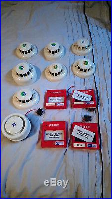 Set of ADT Optical Smoke/heat Detectors and break glass call points & sounders