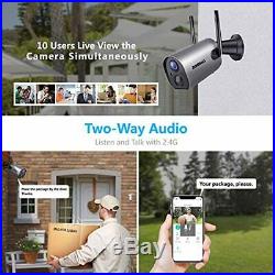 Wireless Outdoor WiFi Security Camera, Rechargeable Battery-Powered Home Securit