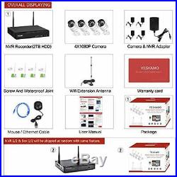YESKAMO1080P HD Outdoor Wireless Security Camera System with 4 Home WiFi